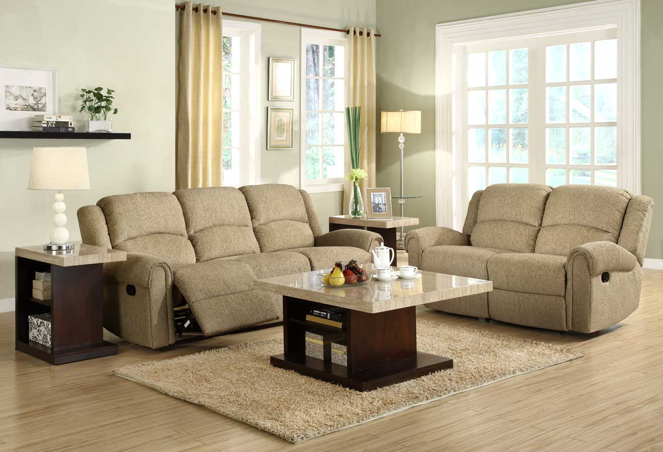 Homelegance Esther Reclining Sofa Set - Beige Chenille