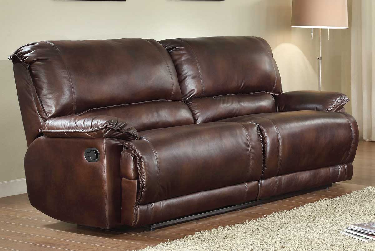 Homelegance Elsie Double Reclining Sofa - Dark Brown Polished Microfiber