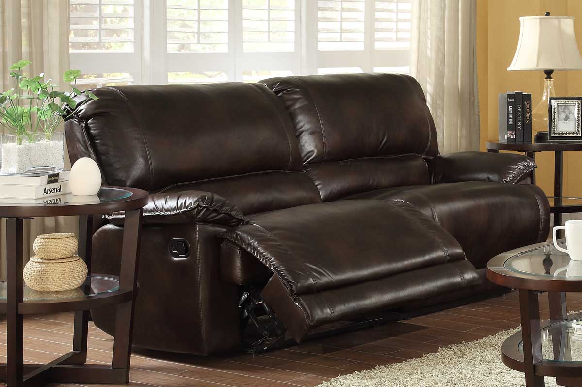 Homelegance Elsie Double Reclining Sofa - Dark Brown Polished Microfiber