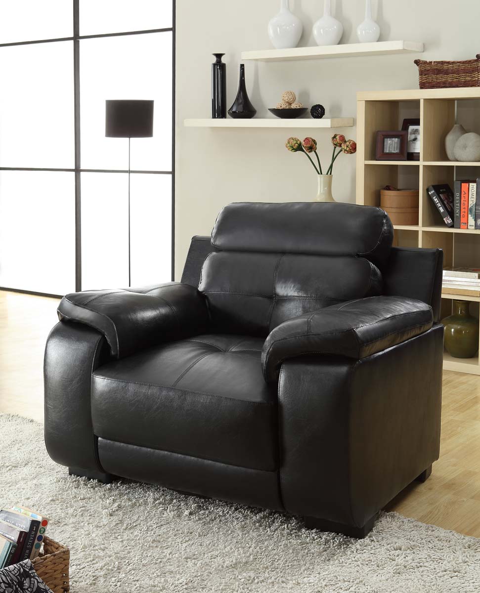Homelegance Zane Chair - Black - All Bonded Leather