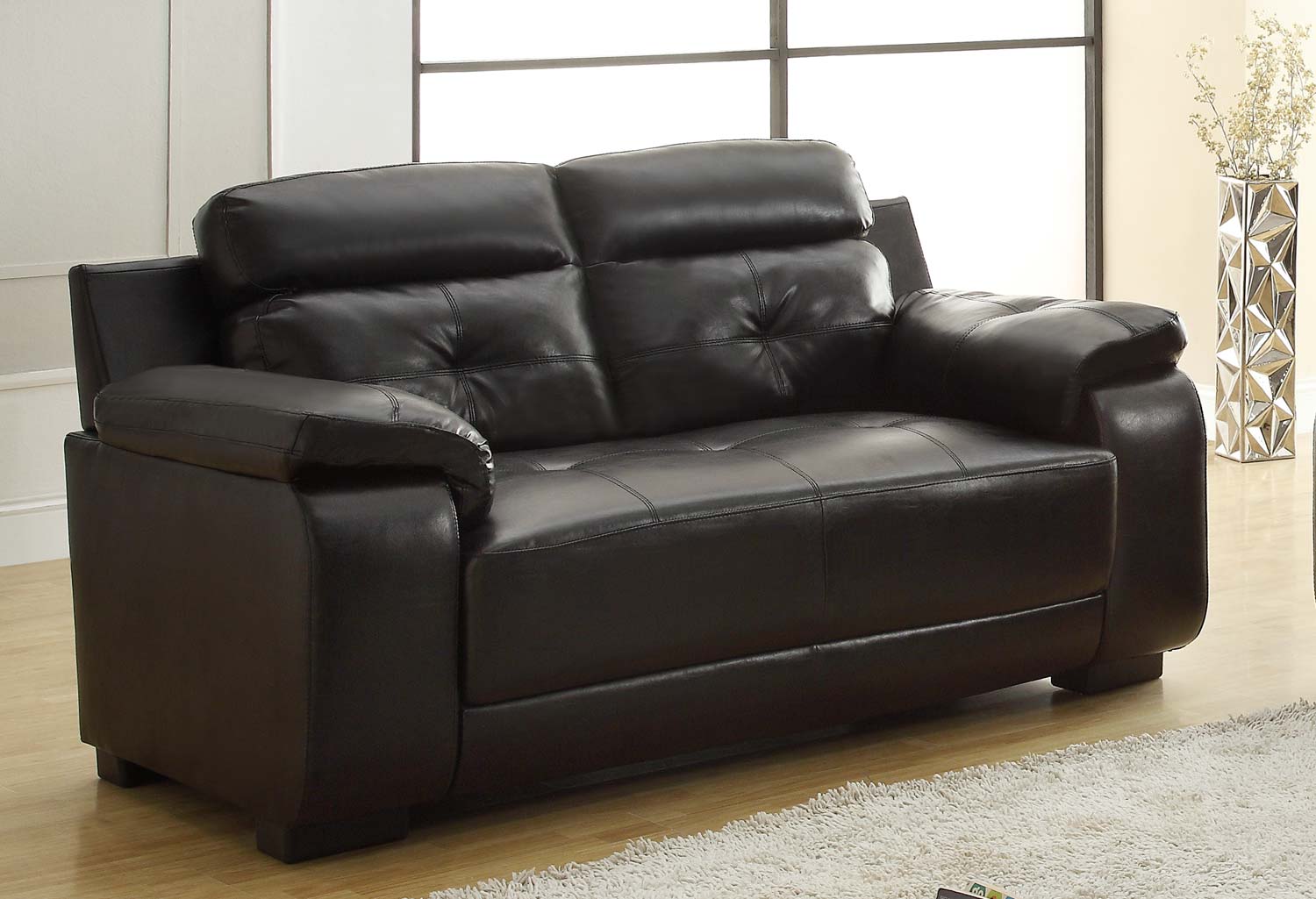 Homelegance Zane Sofa Set - Black - All Bonded Leather U9718BLK-3 at ...