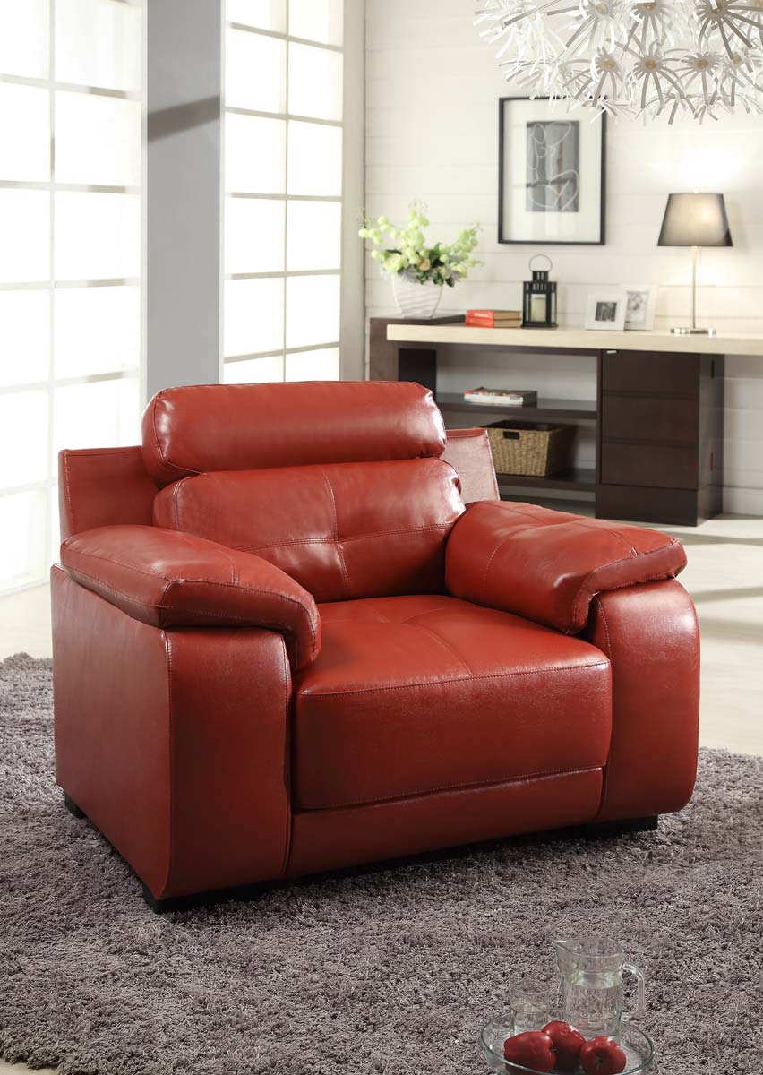 Homelegance Zane Chair - Red - All Bonded Leather