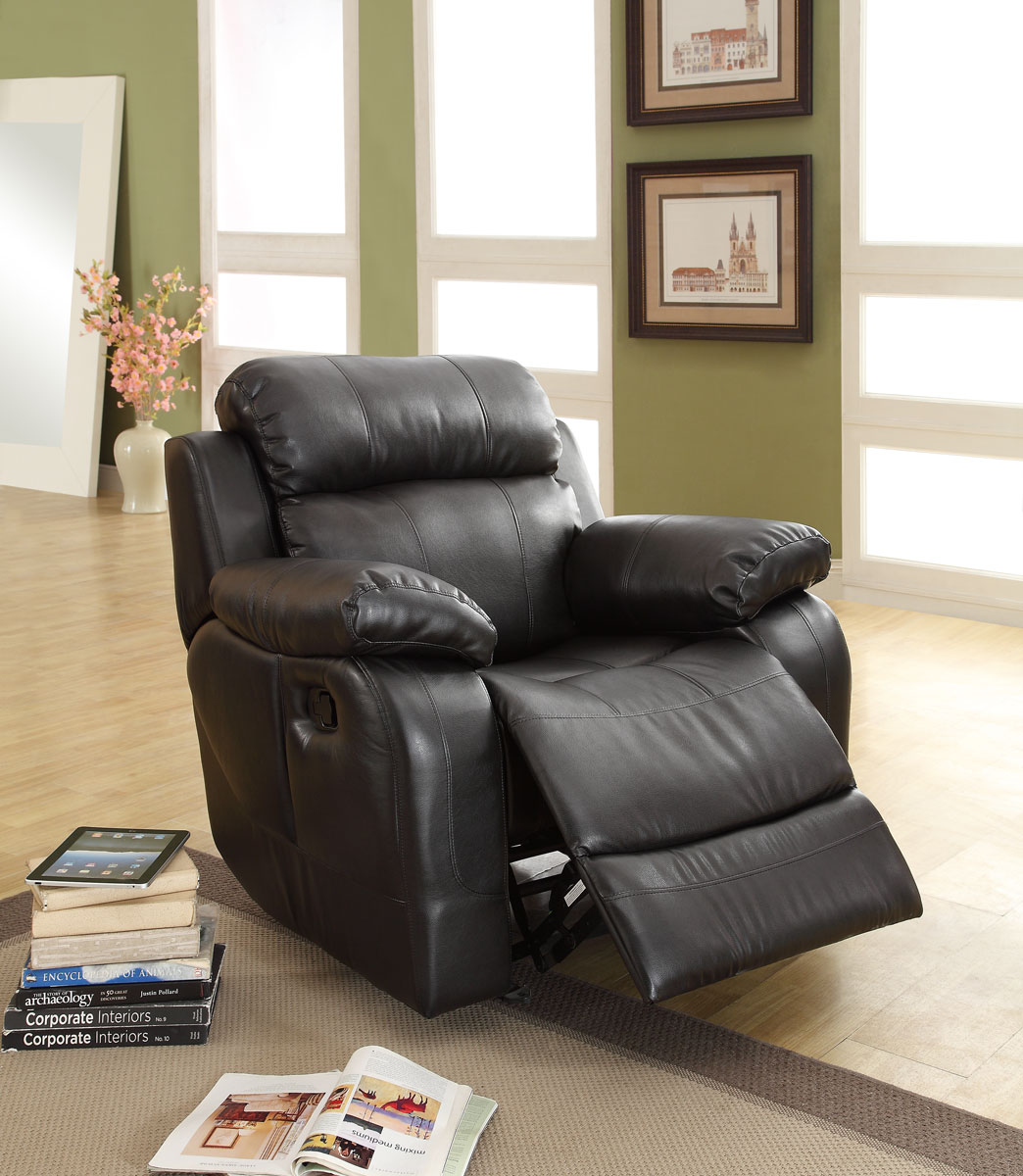 Homelegance Marille Chair Glider Recliner - Black - Bonded Leather Match