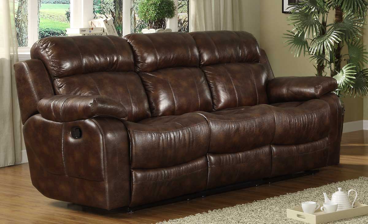 Homelegance Marille Double Reclining Sofa with Center Drop-Down Cup Holders - Polished Microfiber