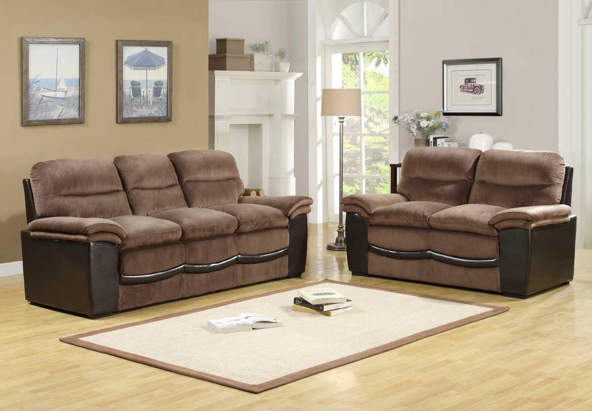 Homelegance Bernard Sofa Set - Dark Brown Velvet and Bi-Cast