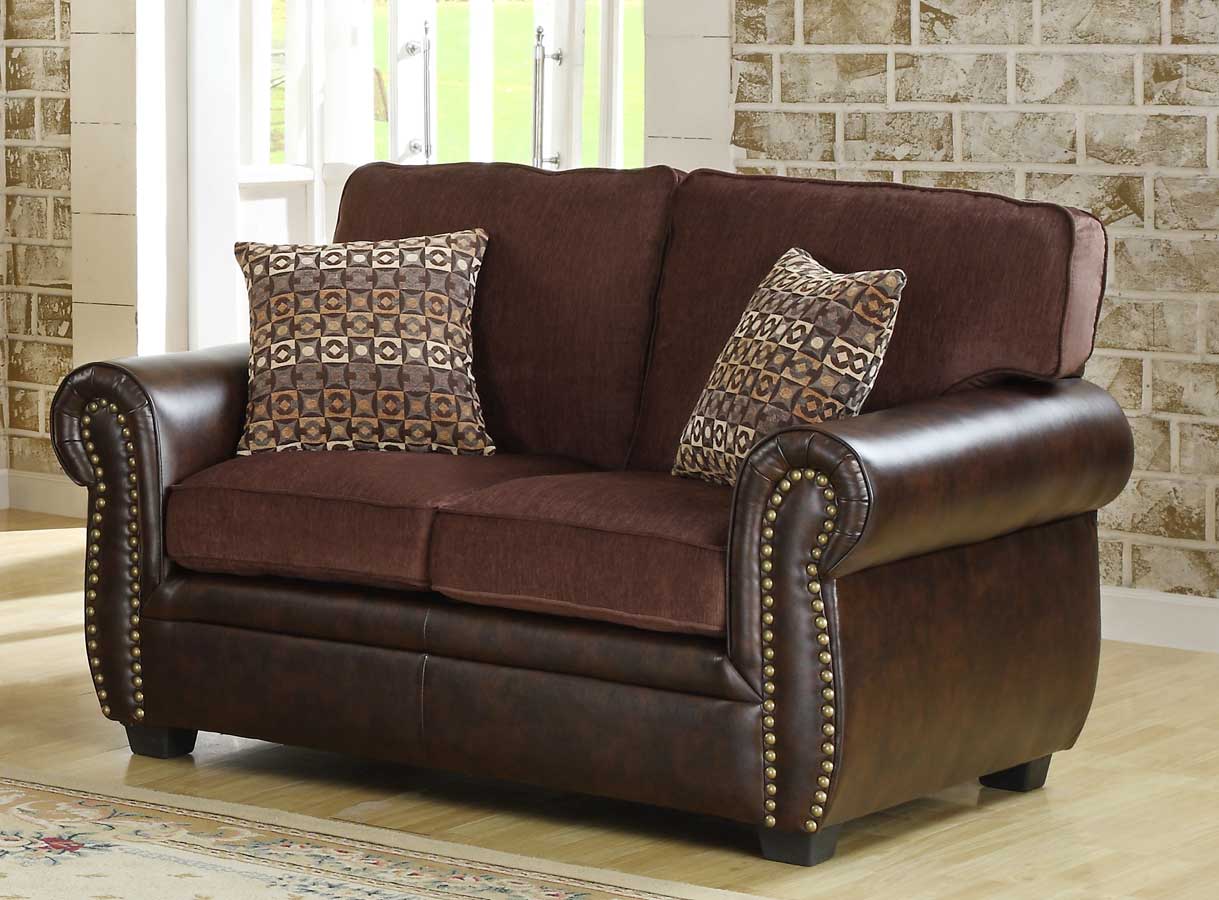Homelegance Beckstead Sofa Set - Chocolate Chenille and Dark Brown PU ...