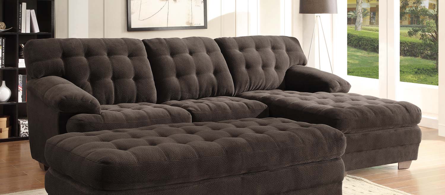 Homelegance Brooks Sectional Sofa - Chocolate - Champion Microfiber