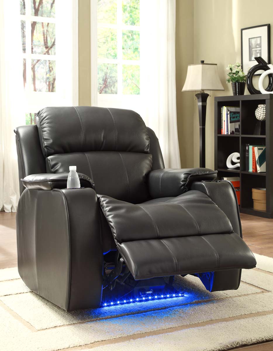 Homelegance Jimmy Power Recliner with Massage - Black - All Bonded Leather