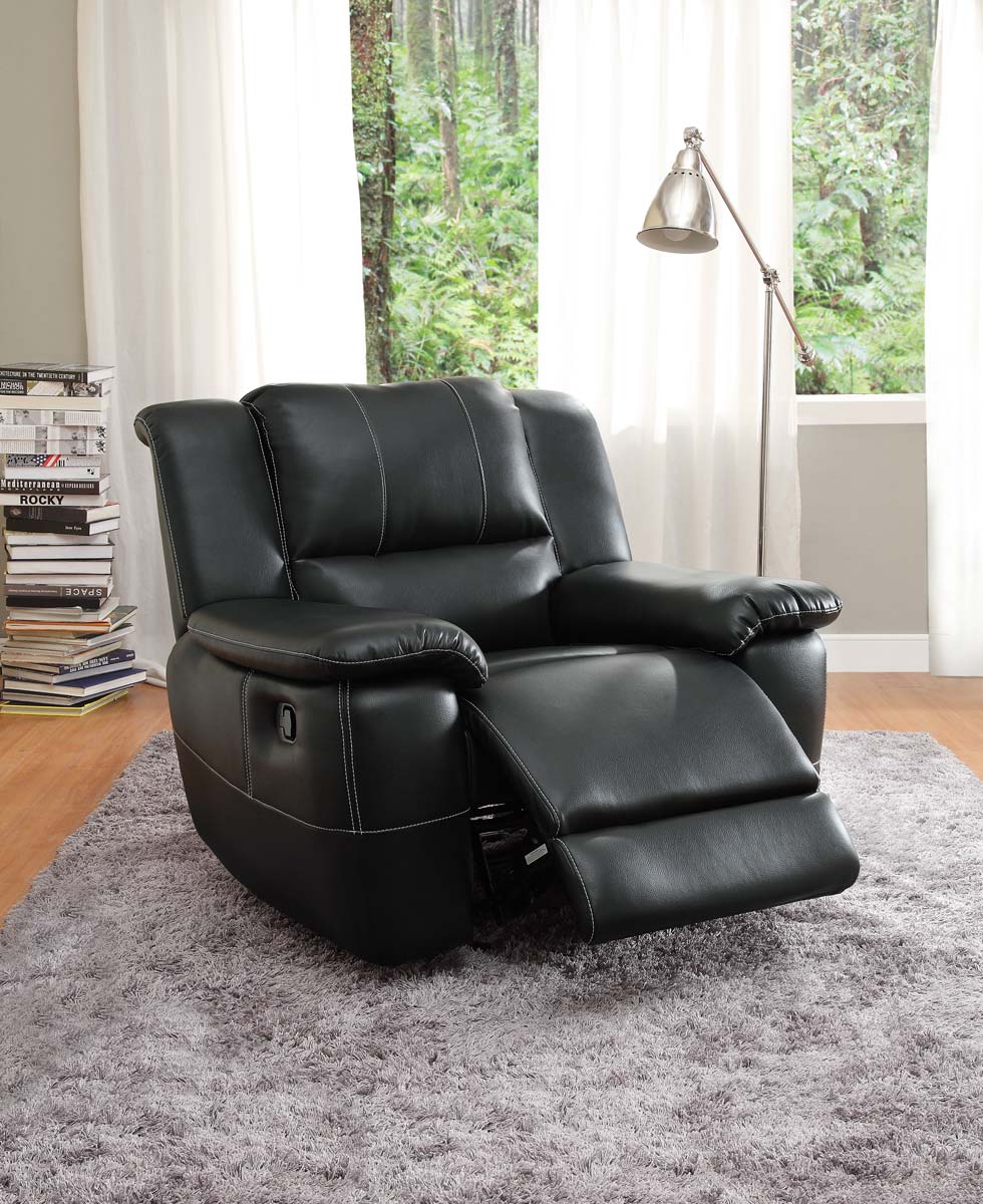 Homelegance Cantrell Chair Glider Recliner - Black - Bonded Leather Match