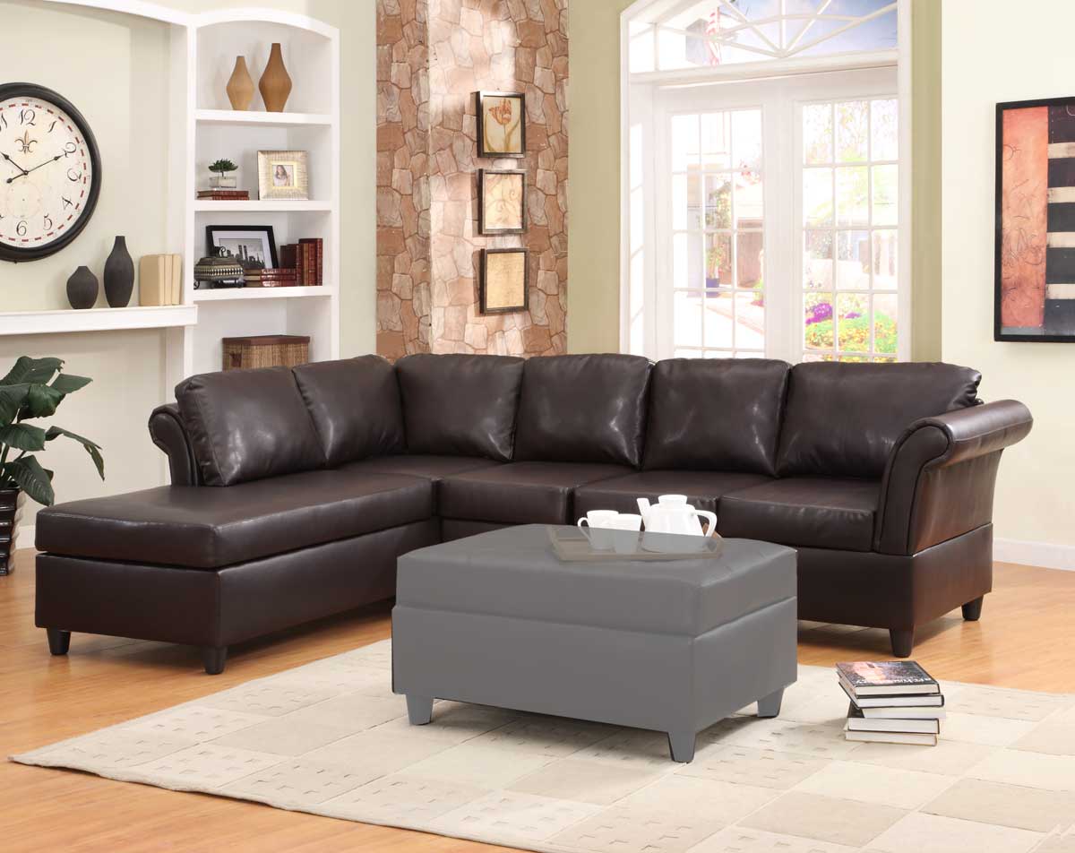 Homelegance Levan Sectional Sofa Set Dark Brown BiCast U9905SC3R