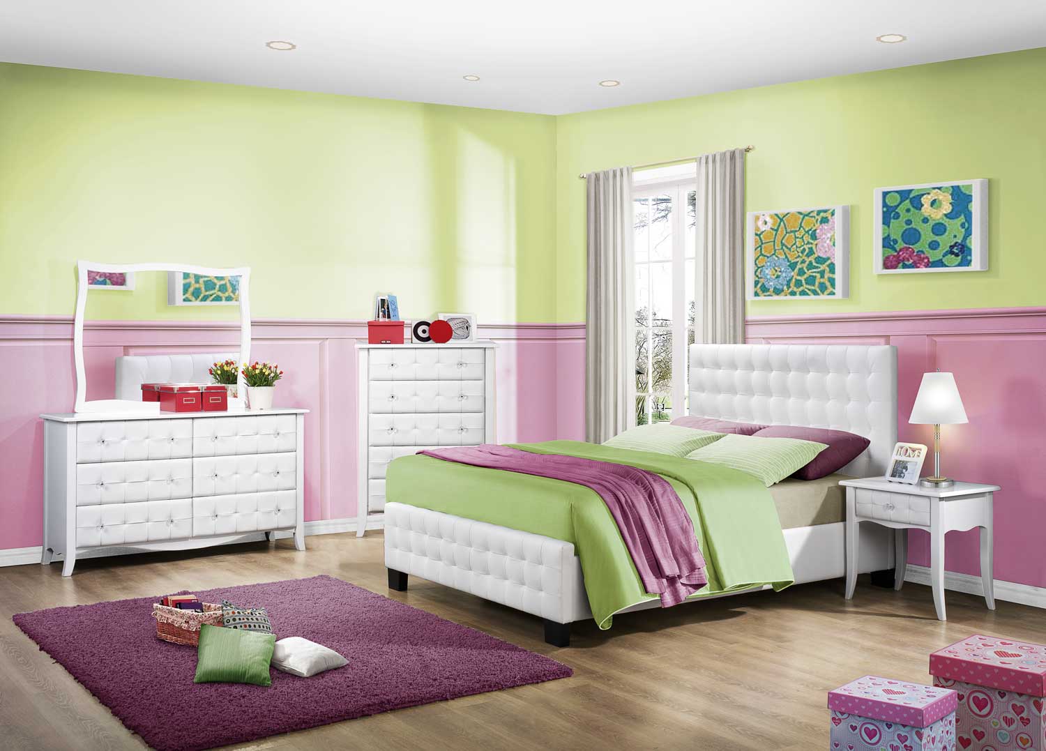 Homelegance Sparkle Upholstered Bedroom Set - White