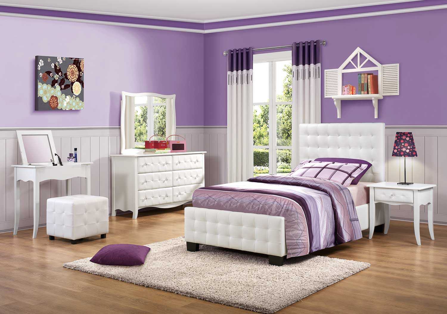 Homelegance Sparkle Upholstered Bedroom Set - White