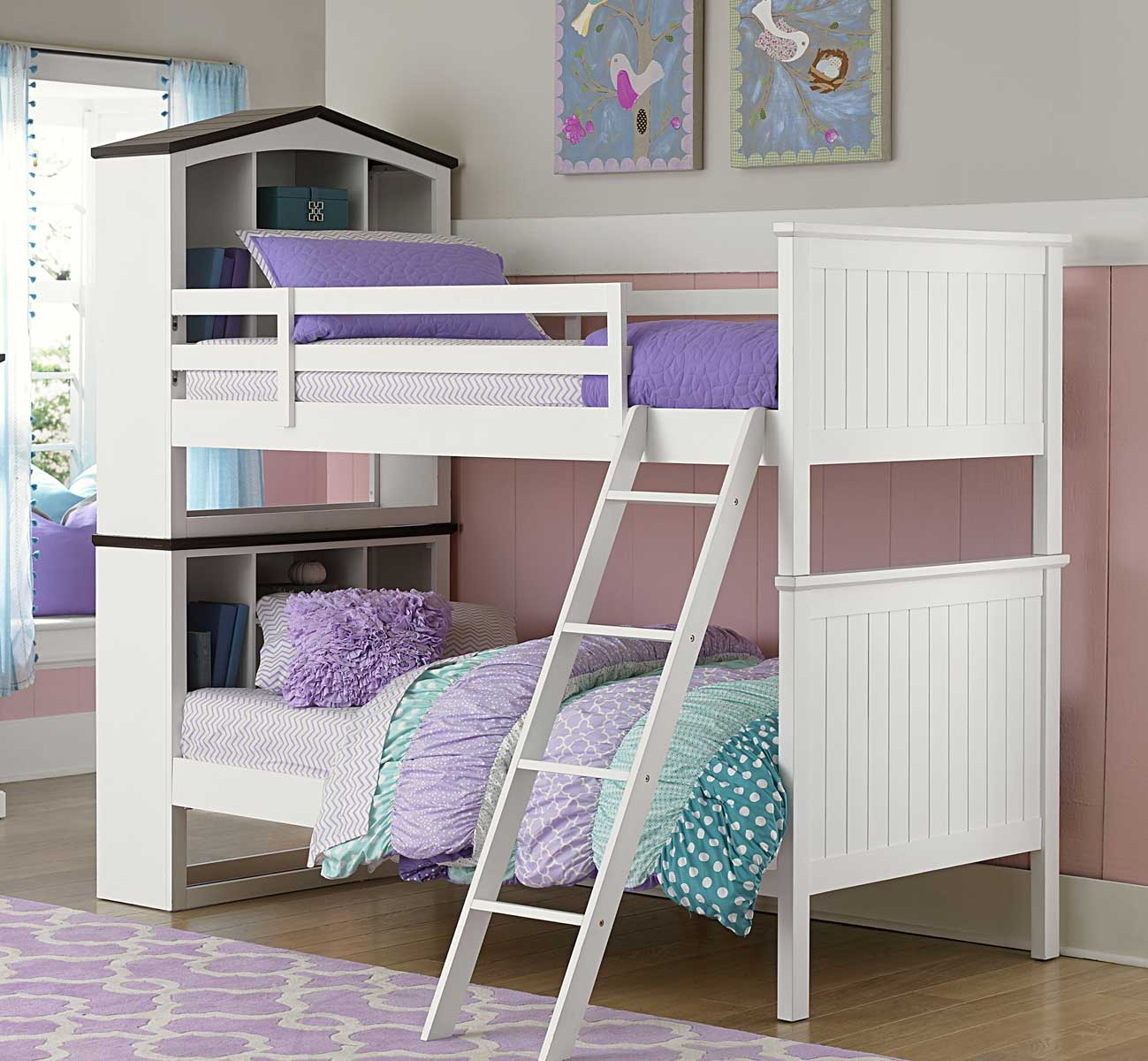 Homelegance Lark Twin/Twin Bookcase Bunk Bed - White