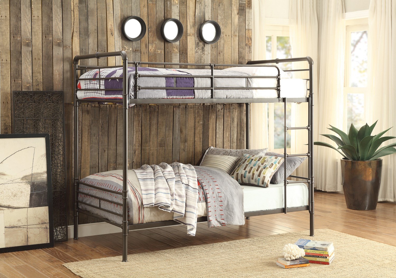 Homelegance Chaney Twin/Twin Bunk Bed - Antique Bronze