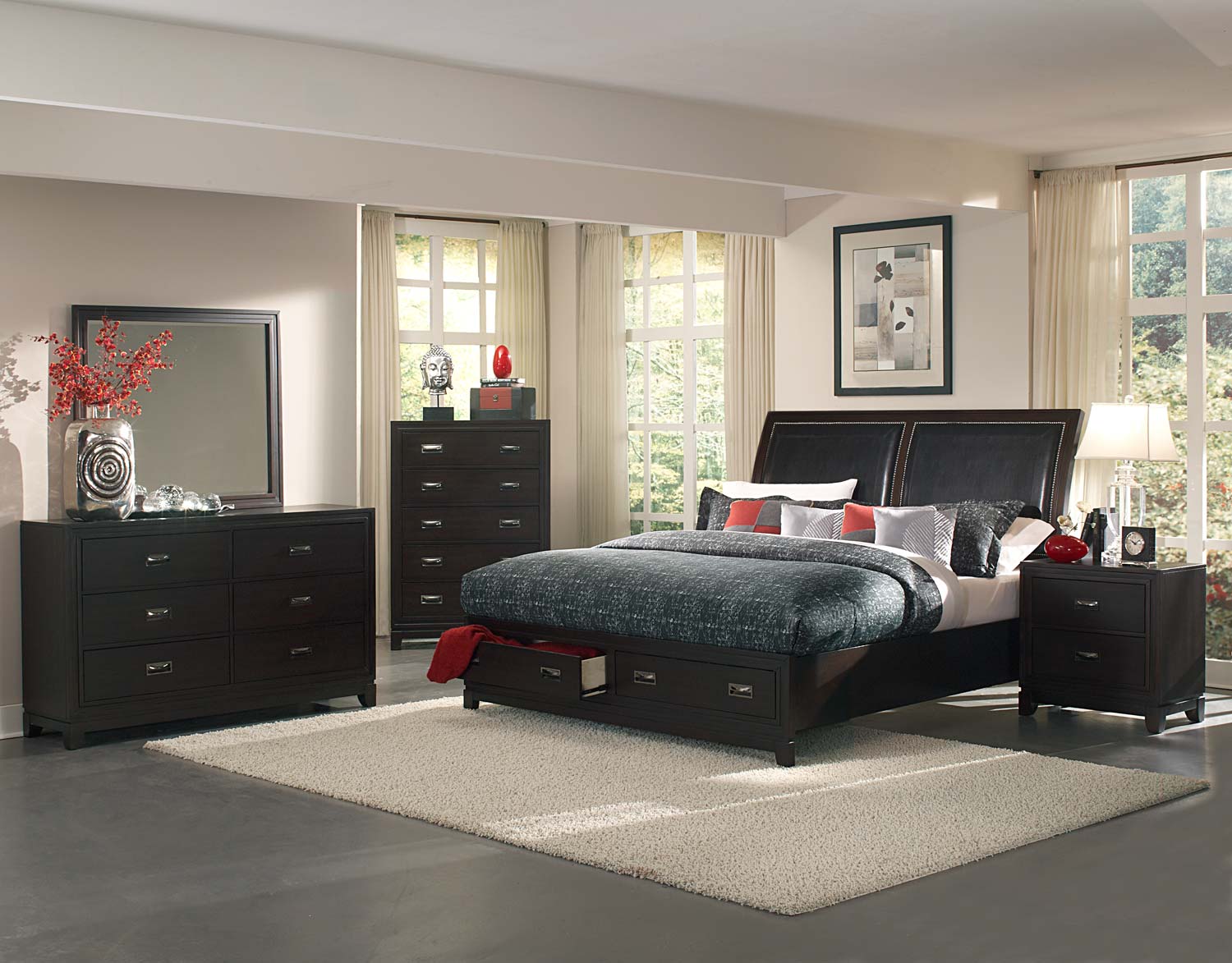 Homelegance Lindley Platform Bedroom Set - Black Homelegance Lindley Platform Bedroom Set - Black