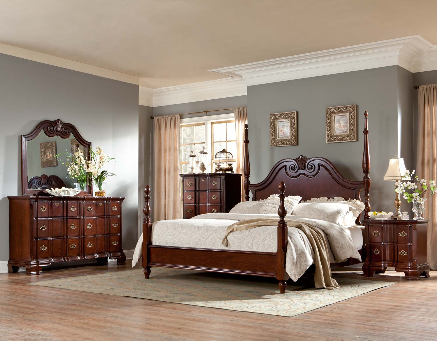 Homelegance Guilford Poster Bedroom Set - Brown Cherry Homelegance Guilford Poster Bedroom Set - Brown Cherry
