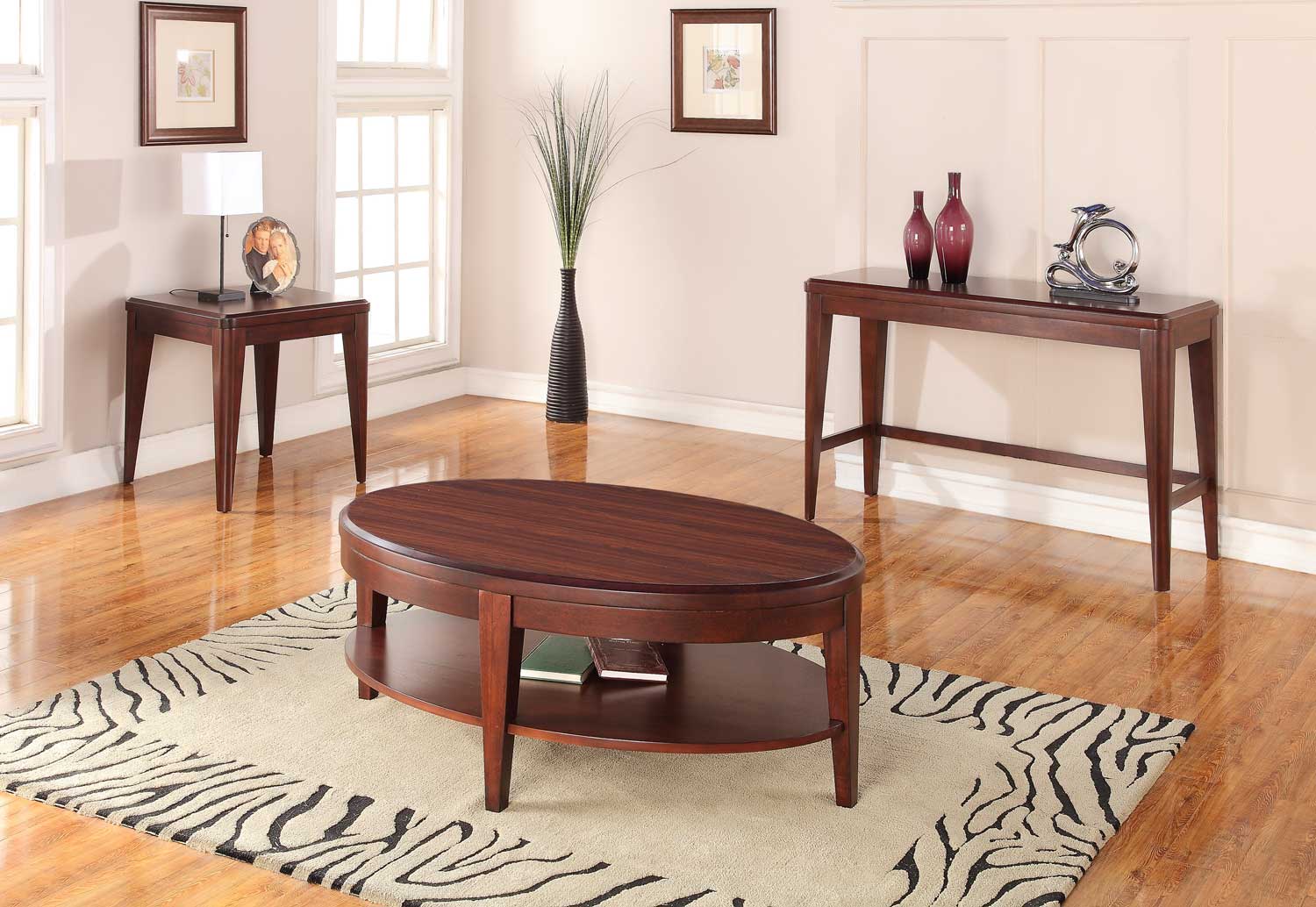Homelegance Beaumont Occasional Table Set - Brown Cherry