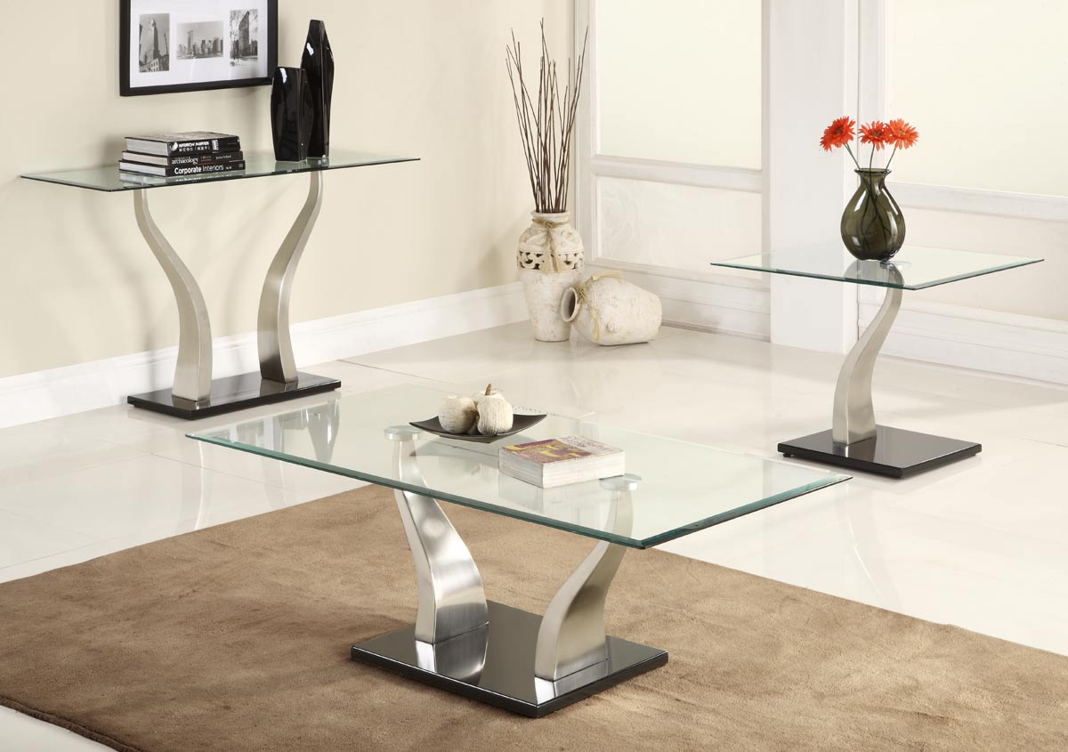 chrome and glass living room furniture