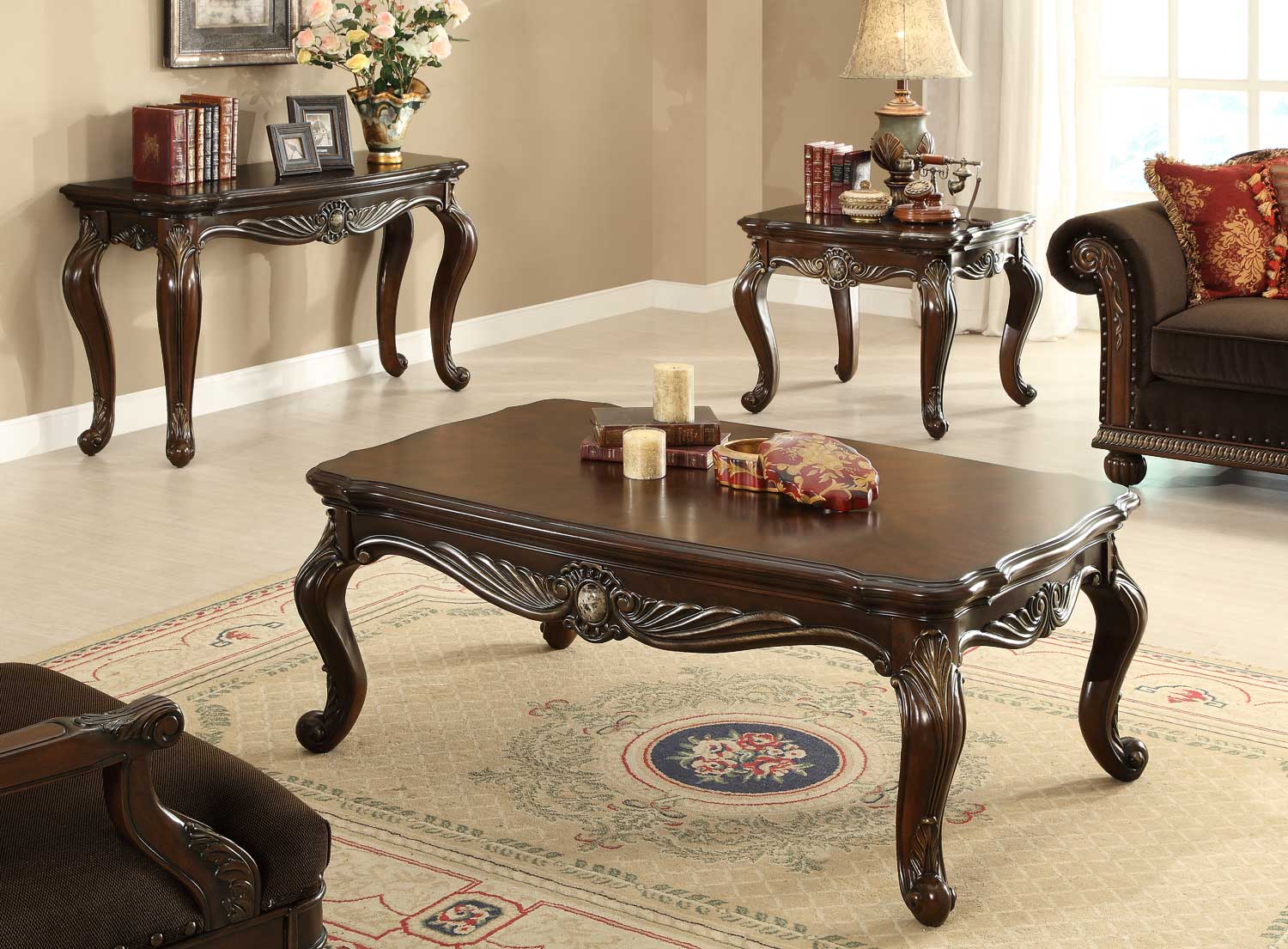 Homelegance Catalina II Cocktail Table Set - Warm Cherry