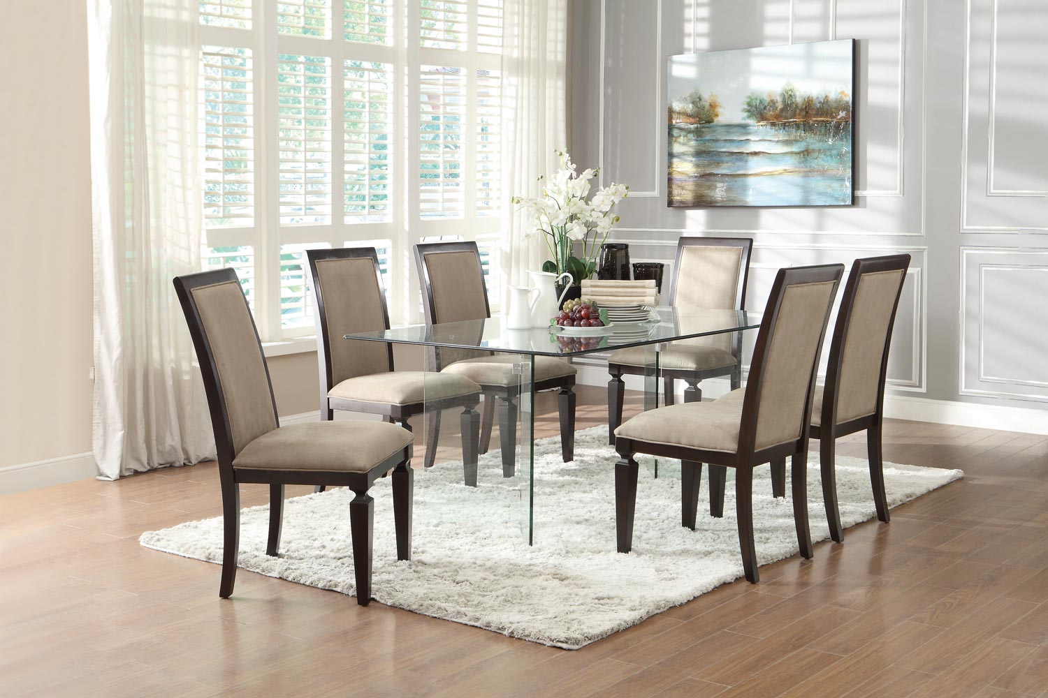 Homelegance Alouette Rectangle Glass Dining Set Homelegance Alouette Rectangle Glass Dining Set