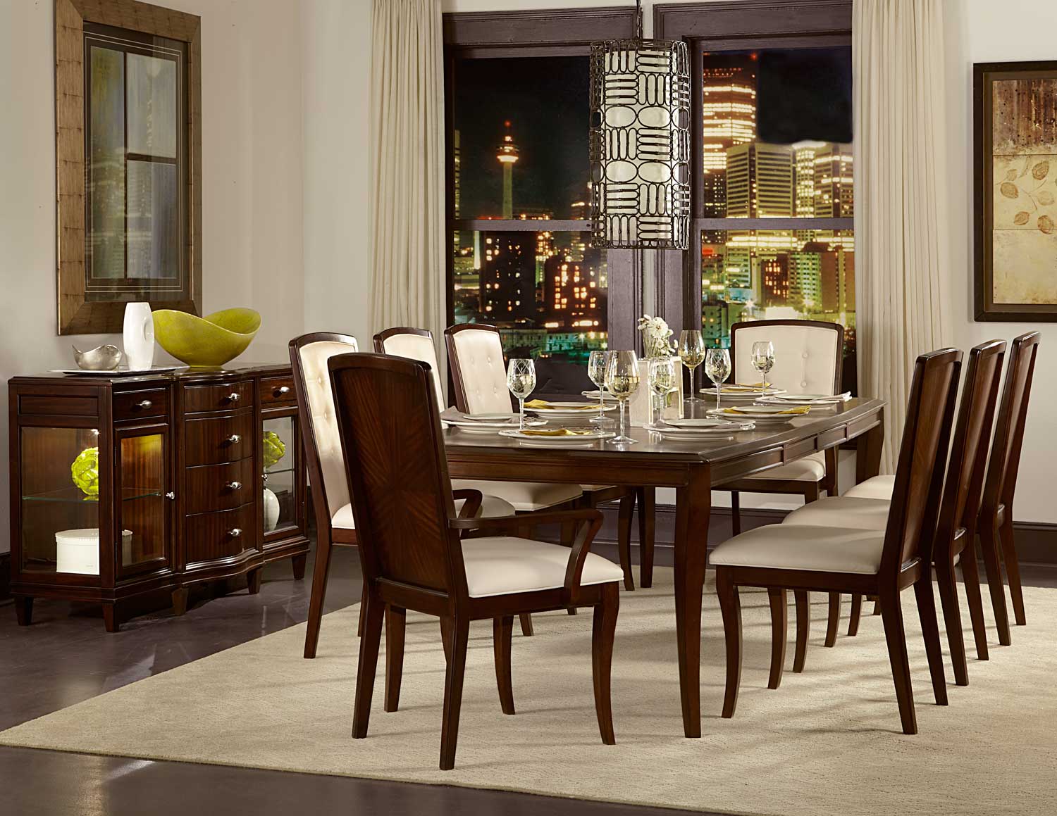 Homelegance Abramo Dining Set - Sapele/Walnut Inlay