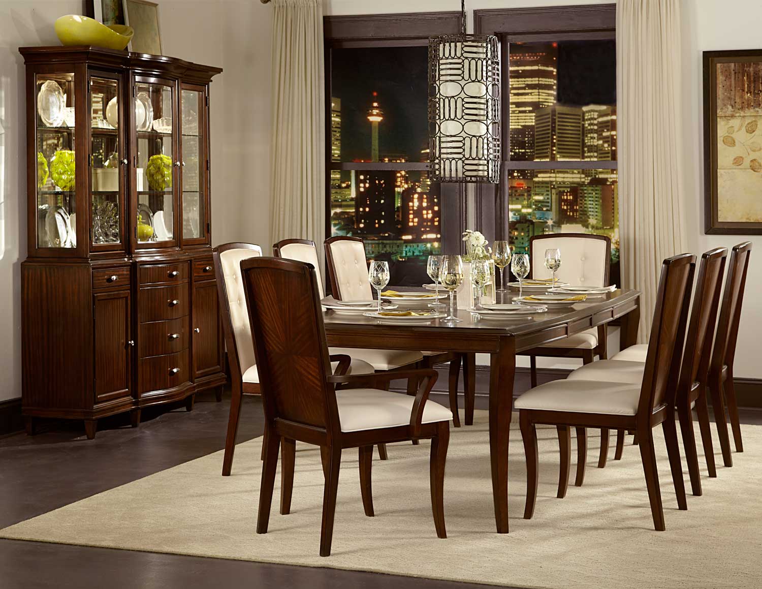 Homelegance Abramo Dining Set - Sapele/Walnut Inlay