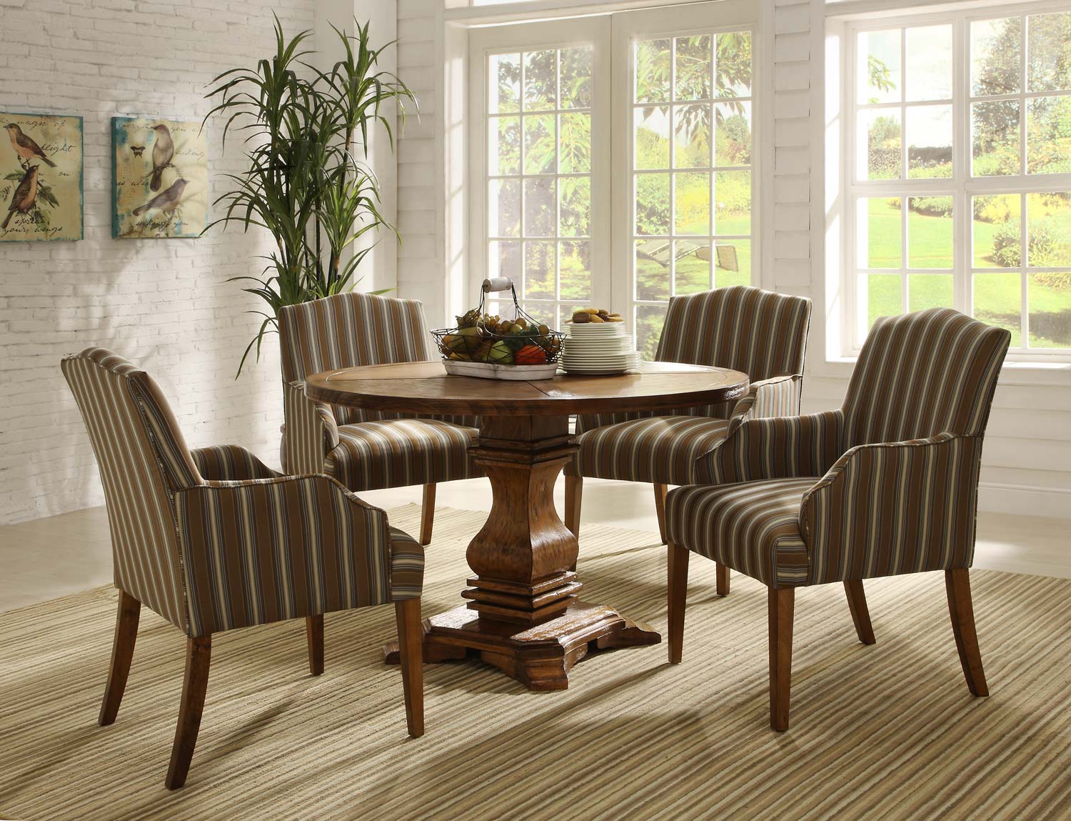 Homelegance Euro Casual Round Pedestal Dining Set - Rustic Oak