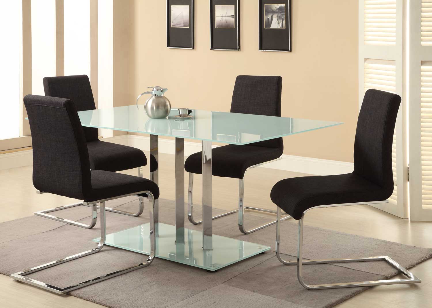 Homelegance Goran Glass Top Dining Set - Glass/Chrome Homelegance Goran Glass Top Dining Set - Glass/Chrome