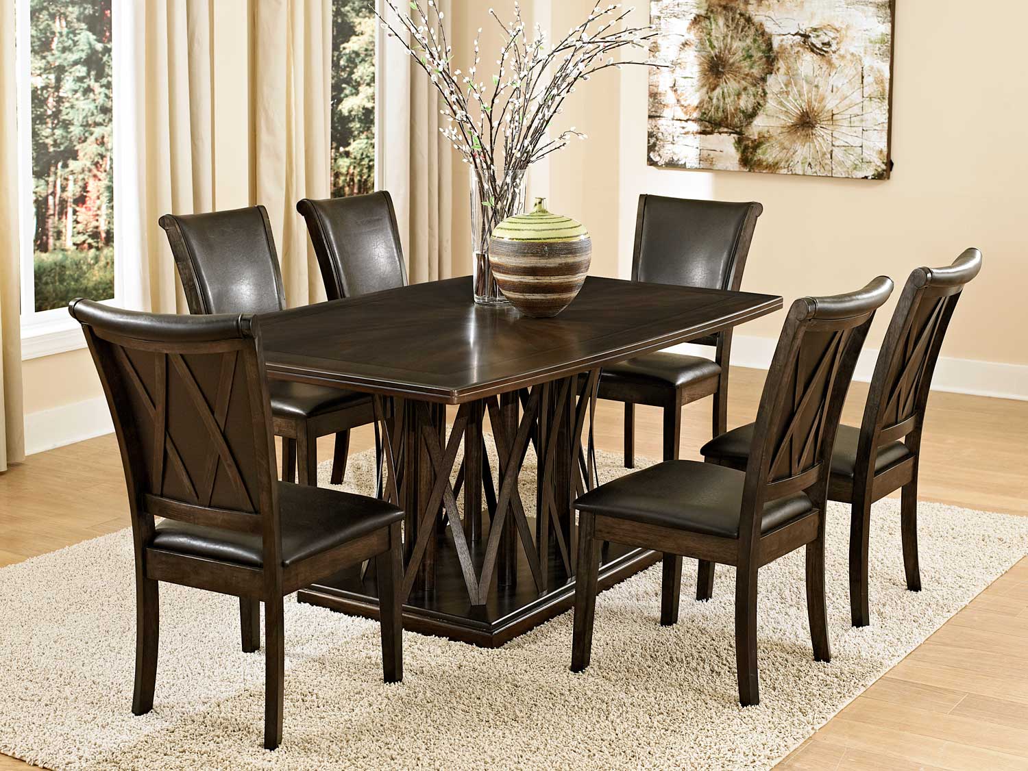 Homelegance Garvey Dining Set with Dark Brown Chairs Homelegance Garvey Dining Set with Dark Brown Chairs