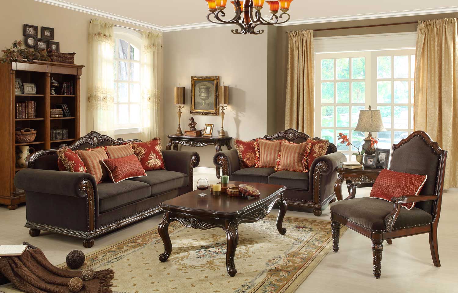 Homelegance Catalina II Sofa Set Chocolate U5649CN3 at