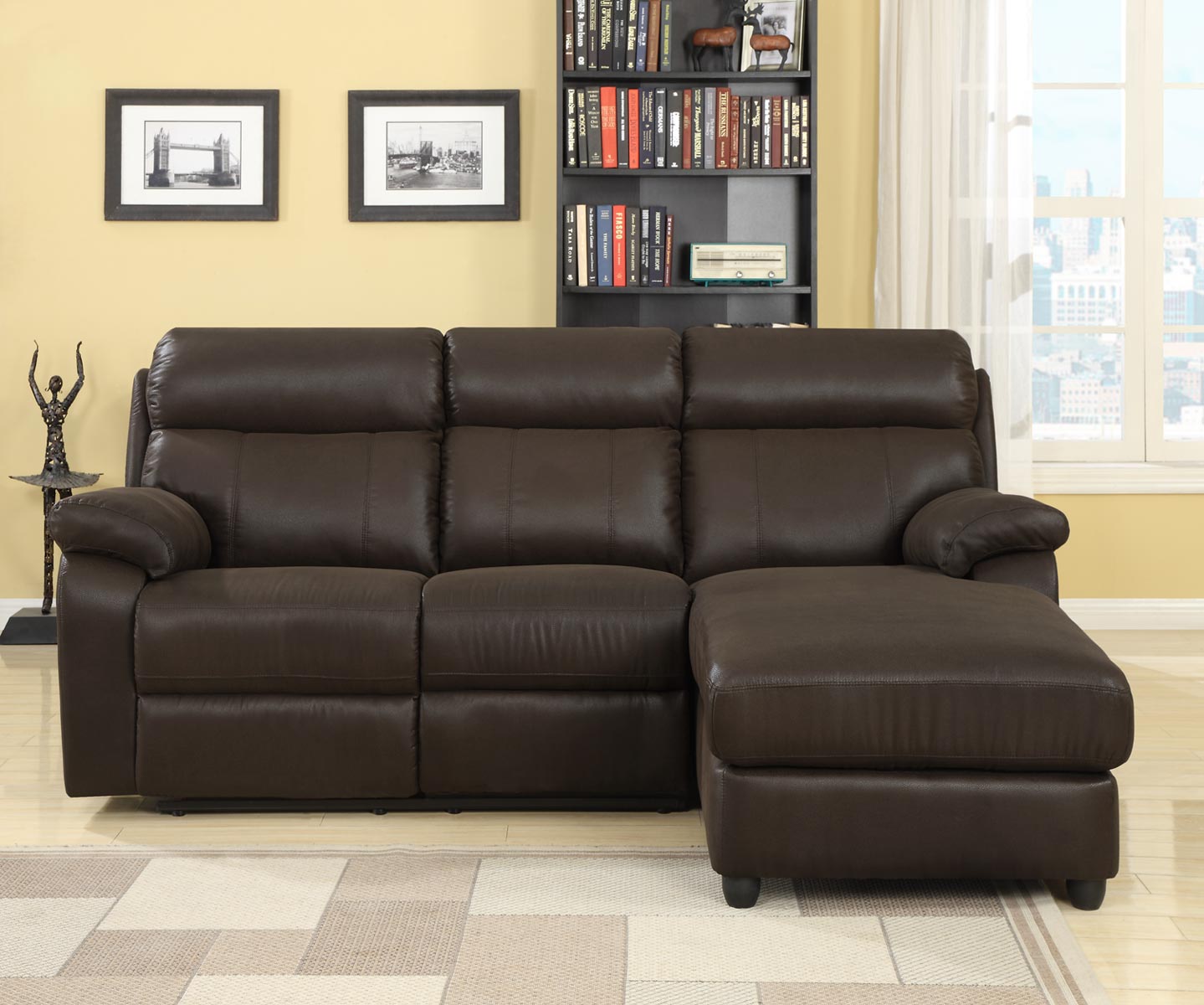 Homelegance Gaines Sectional Sofa - Brown - Bomber Jacket Microfiber