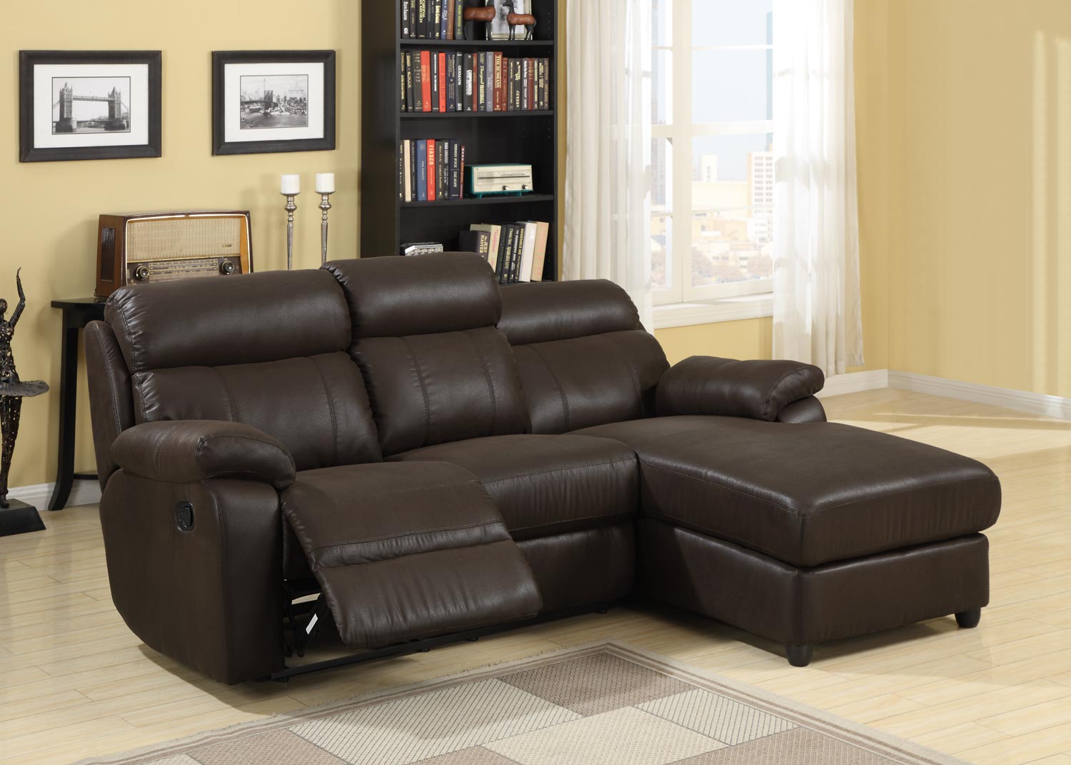 Homelegance Gaines Sectional Sofa - Brown - Bomber Jacket Microfiber