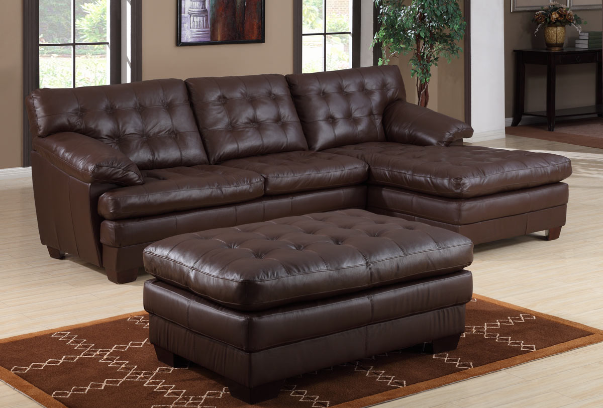 Homelegance 9817 All Leather Sectional Sofa Brown 9817brw L At