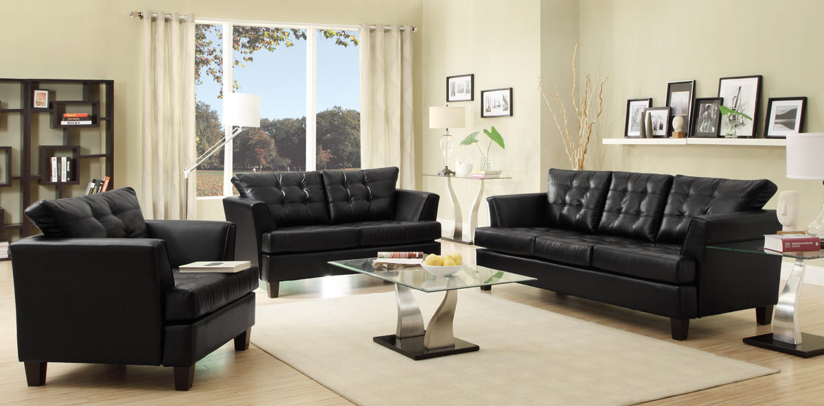 Homelegance Della All Bonded Leather Love Seat - Black