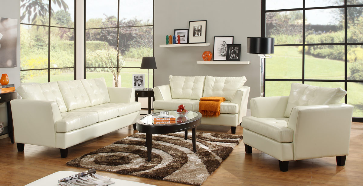 Homelegance Della All Bonded Leather Love Seat - White