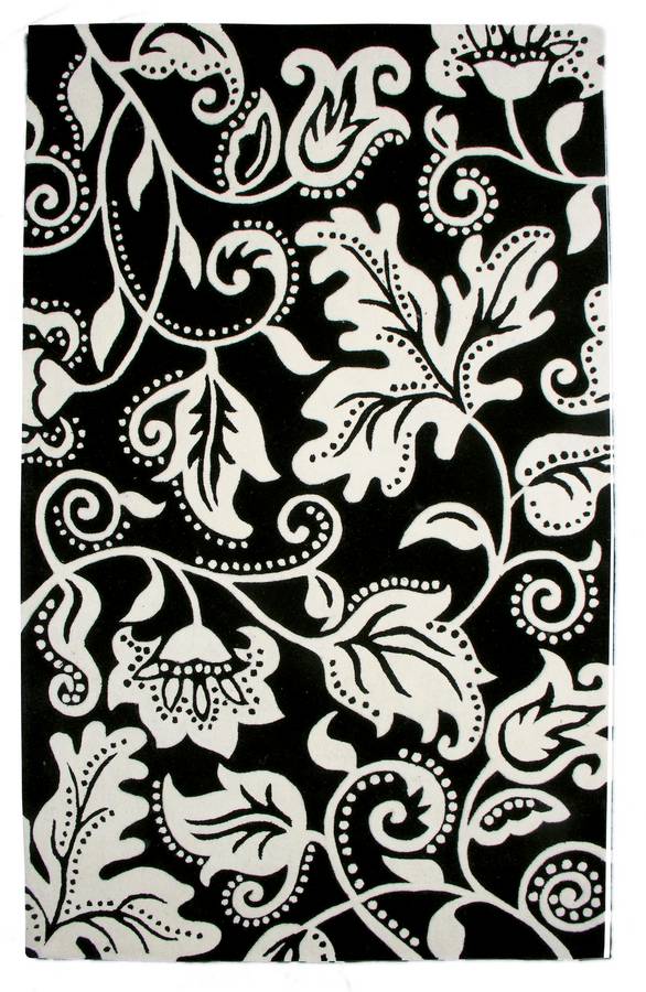 New Age - Tendrils - Black-White - Hellenic Rug New Age - Tendrils - Black-White - Hellenic Rug