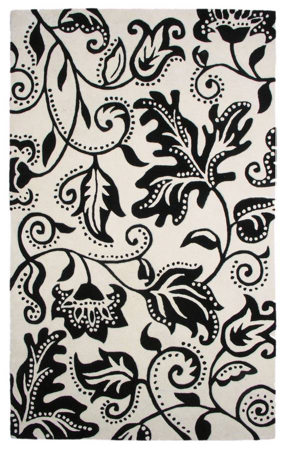 New Age - Tendrils - White-Black - Hellenic Rug New Age - Tendrils - White-Black - Hellenic Rug