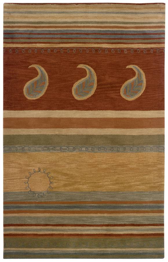 Palermo - Paisley Stripe - Rust-Brown - Hellenic Rug Palermo - Paisley Stripe - Rust-Brown - Hellenic Rug
