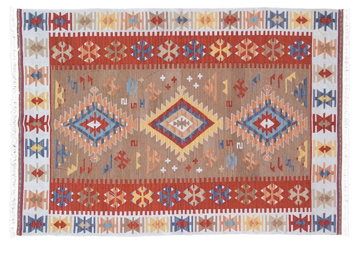 Anatolia Wool Kilims - Euphrates - Red-Brown - Hellenic Rug Anatolia Wool Kilims - Euphrates - Red-Brown - Hellenic Rug