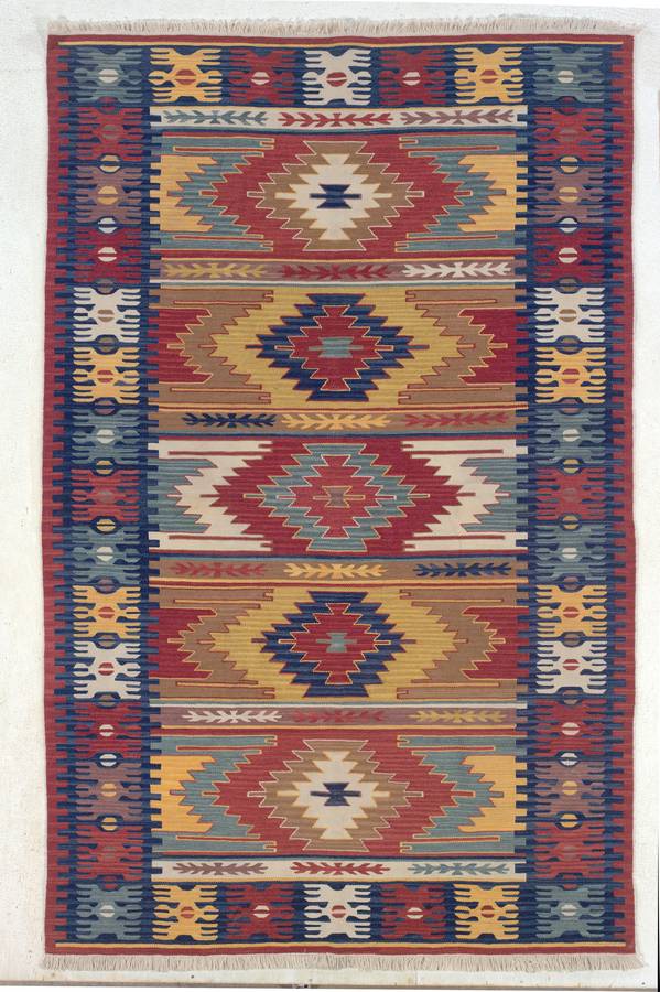 Anatolia Wool Kilims - Sardis - Red-Navy - Hellenic Rug Anatolia Wool Kilims - Sardis - Red-Navy - Hellenic Rug