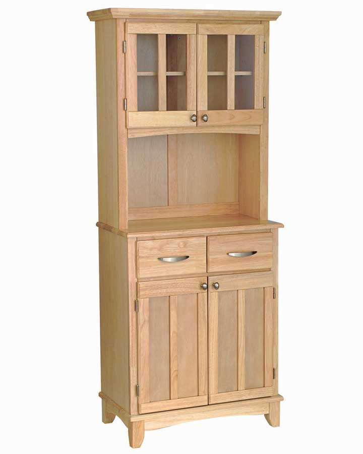 Home Styles Natural Wood Top Buffet with Glass Door Hutch