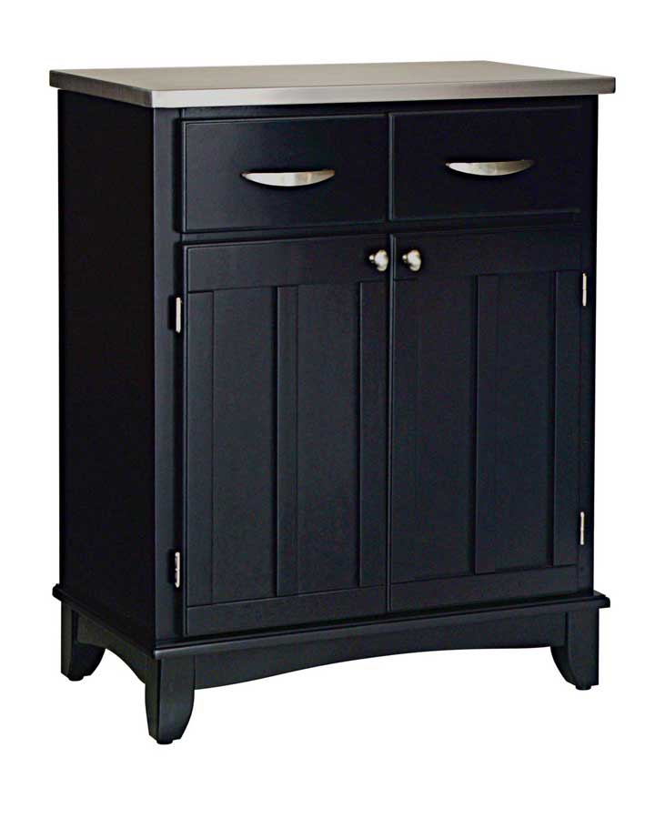 Home Styles Black-Stainless Steel Top Buffet
