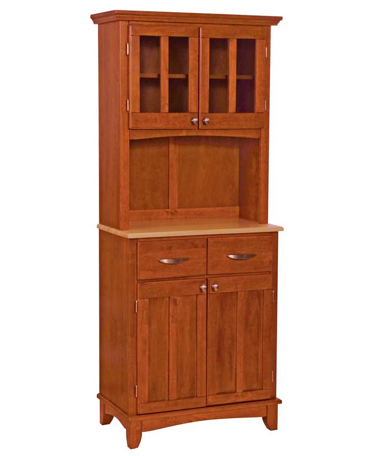 Home Styles Cottage Oak-Natural Wood Top Buffet with Glass Door Hutch
