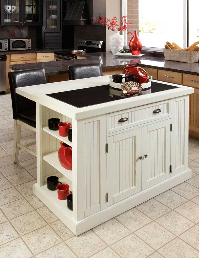 Home Styles Nantucket Kitchen Island - Sanded and Distressed White