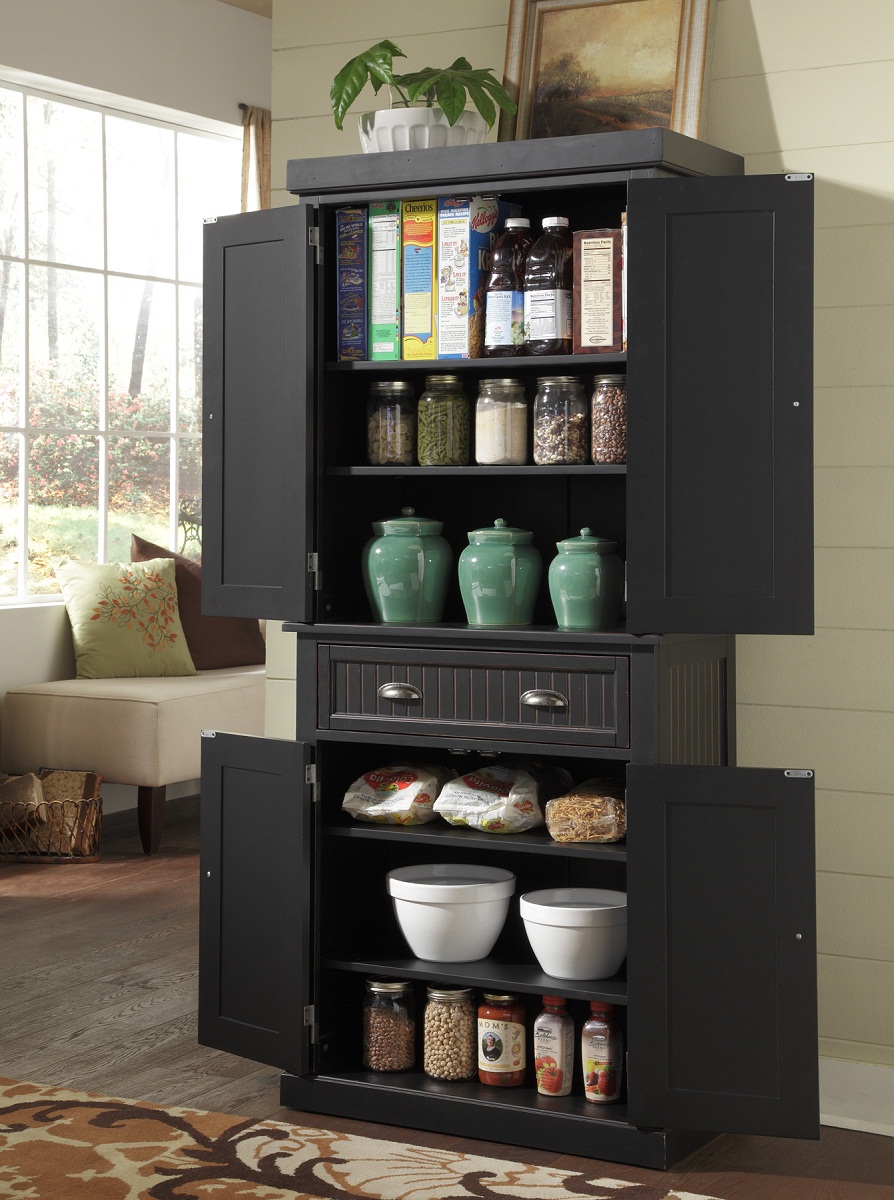 Home Styles Nantucket Pantry - Sanded and Distressed Black