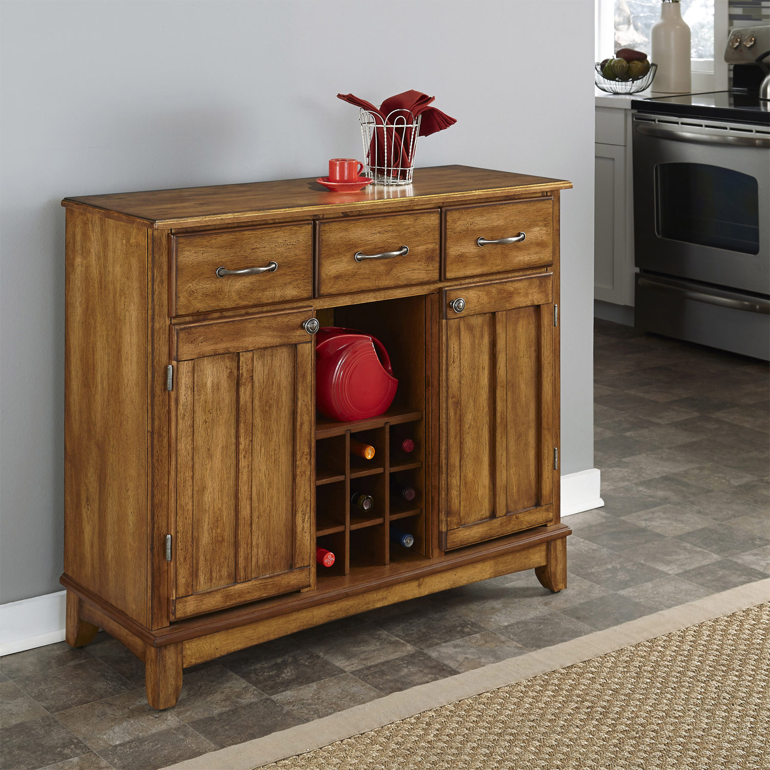 Home Styles Cottage Oak Wood Top Buffet-Large