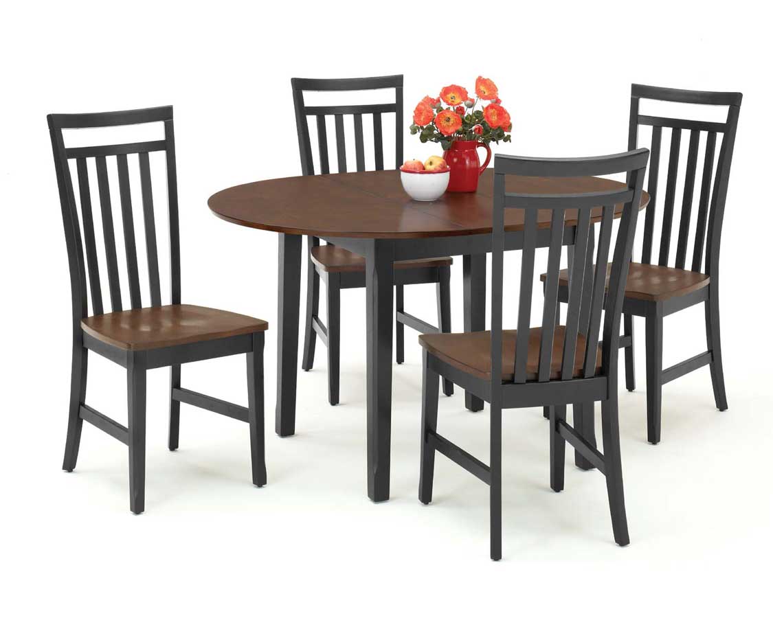 Home Styles Round Dining Table with Leaf - Black and Cherry