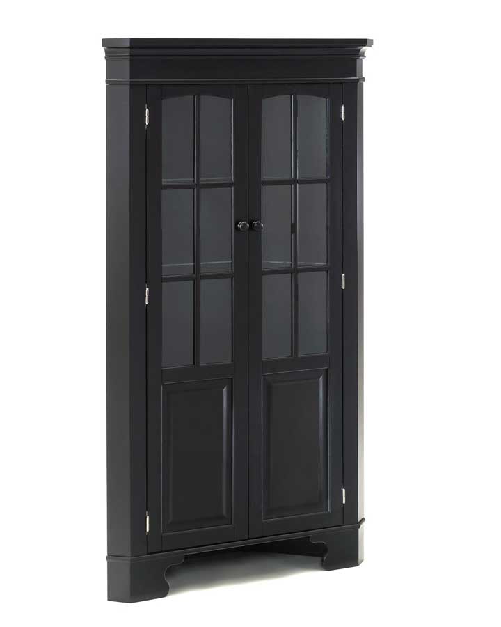 Home Styles Corner Curio Cabinet with Light - Black