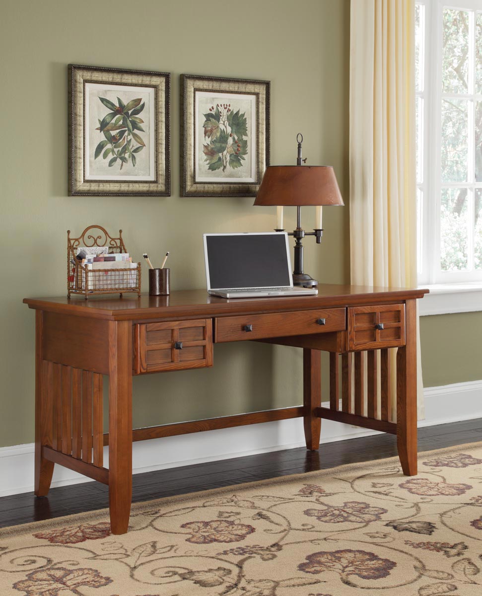 Home Styles Arts and Crafts Executive Desk - Cottage Oak