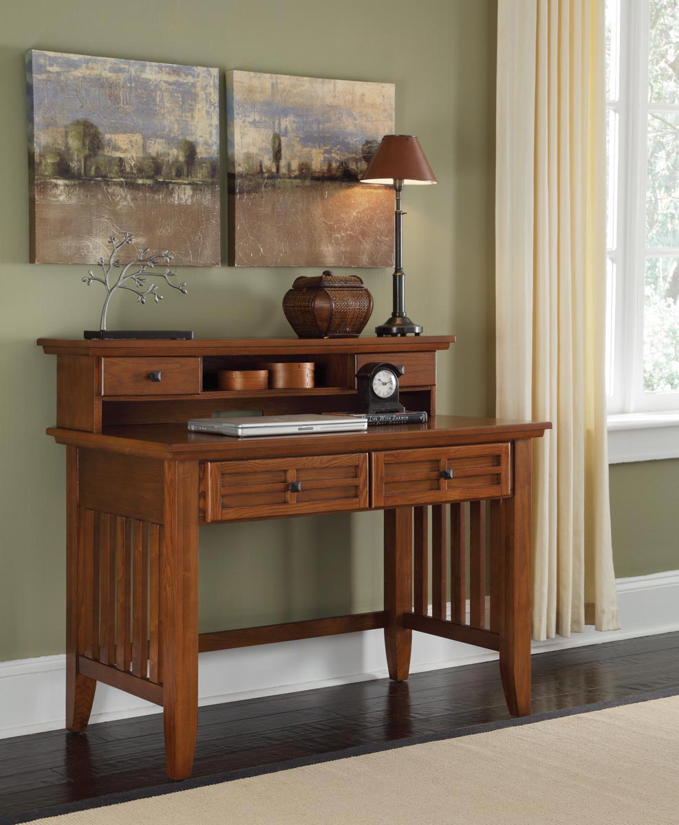 Home Styles Arts and Crafts Student Desk and Hutch - Cottage Oak